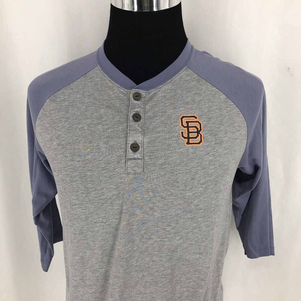 Nike SB Henley Gray Violet 3/4 Sleeve Skateboard Baseball Shirt 596318 Small